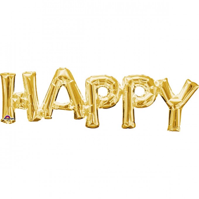 Balão Ouro "HAPPY"  - 76 x 25cm