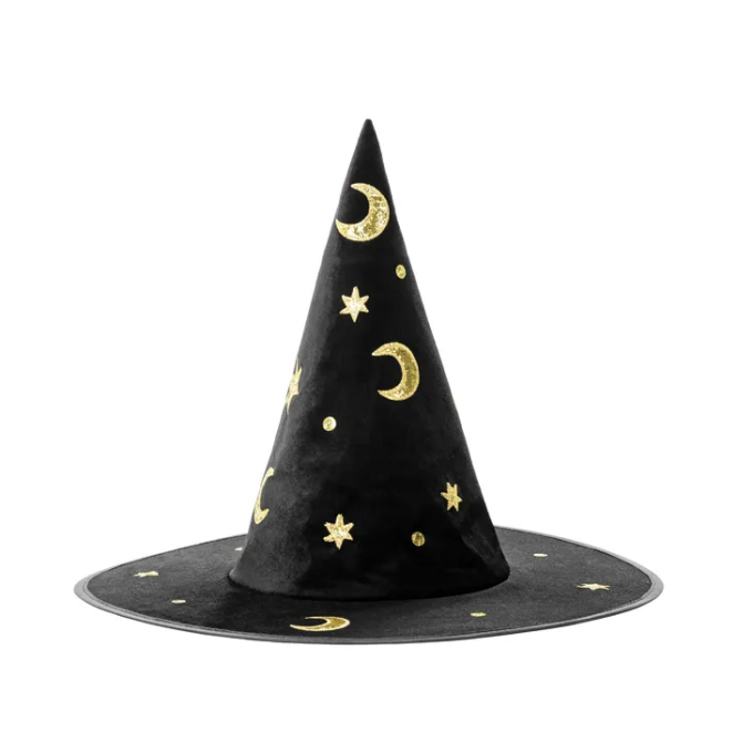 chapeu bruxa preto e ouro halloween 1