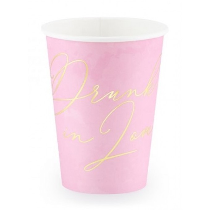 Copos rosa e ouro "Drunk in Love" 360ml - Pack.6