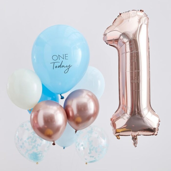mix 376   blue and rose gold one today balloon bundle min