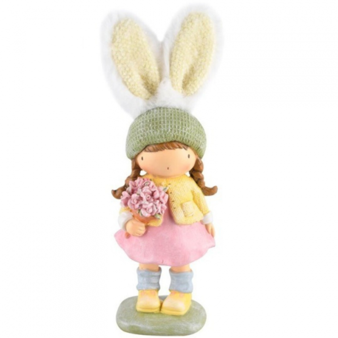 boneca com orelhas de coelha vestido rosa